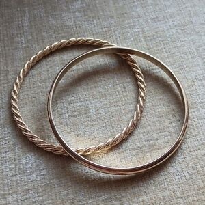 Set Of Two Gold Tone Bangle Bracelets